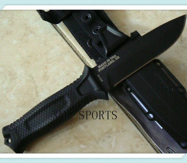 Gerber USA Made Strongarm Fixed Blade Pig Survival Knife - Black Fine Edge 01038