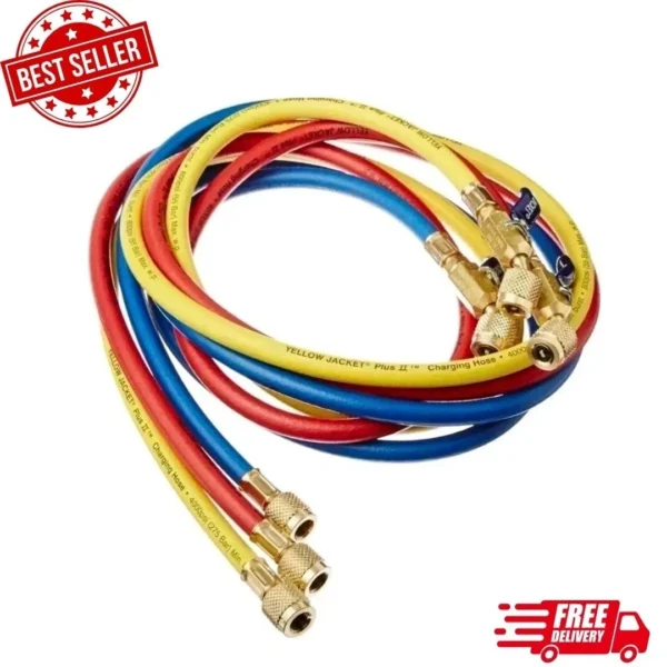 Yellow Jacket 29986 Plus II 1/4" Hose with Compact Ball Valve, 72" (Pack of 3)