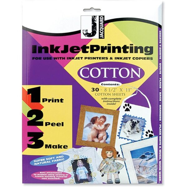 Jacquard Inkjet Printable Cotton Fabric, 8.5 by 11 inches, 30 Sheet Pack